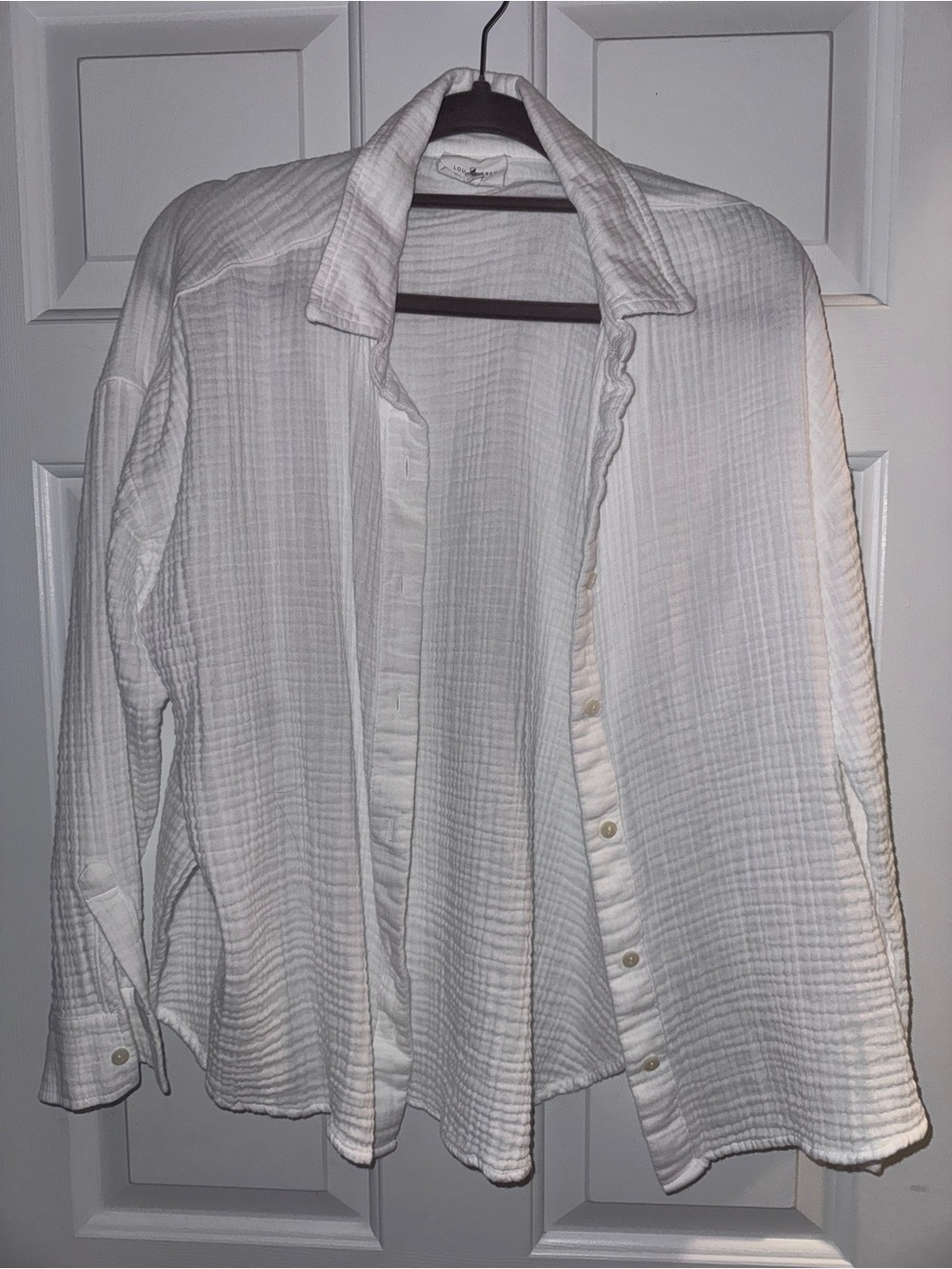Lou & Grey White Quilted Button-Down Shirt Jacket